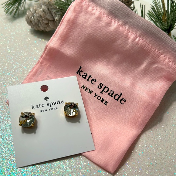 Kate Spade Gumdrop Studs Gold (Clear) NWT - Picture 9 of 13